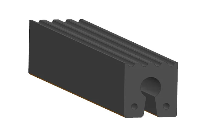 Tonly kauçuk fender'ın anahtar deliği montaj yuvası tasarımını gösteren kesit diyagramı